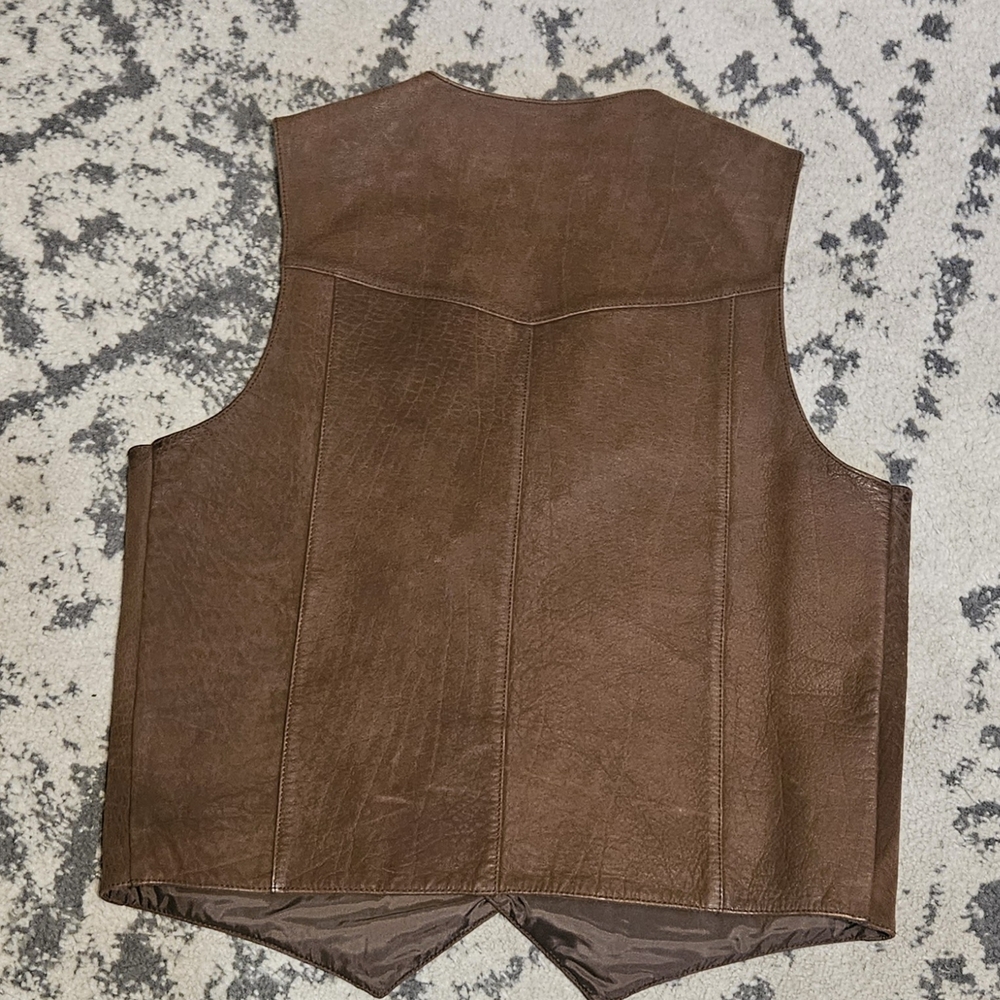 Vintage 1980s 1990s Leather Gallery Mens Brown Vest Size 42 - Picture 5 of 5